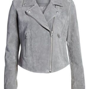 Blank NYC Women's Light Gray Leather Jacket